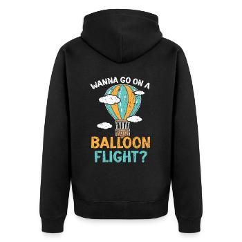 Wanna Go On A Ballonfahrt Heißluftballonfahrt - Unisex Premium Bio Zip Hoodie - Schwarz - Hinten - Nico (187cm)