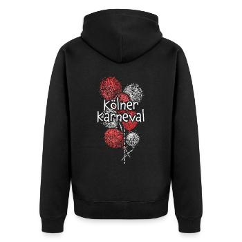 Kölner Karneval 5. Jahreszeit Konfetti Fasching - Unisex Premium Bio Zip Hoodie - Schwarz - Hinten - Nico (187cm)