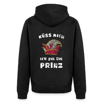 Narrenkappe Karneval Köln Prinz Prinzenkappe - Unisex Premium Bio Zip Hoodie - Schwarz - Hinten - Nico (187cm)