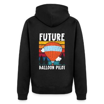 Future Balloon Pilot Hot Air Balloon Lover - Unisex Premium Organic Zip Hoodie - black - Back - Nico (187cm)