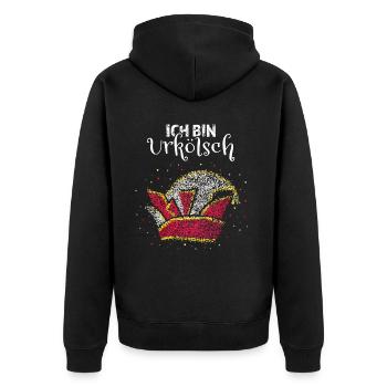 Kölscher Bruder Narrenkappe Karneval Köln - Unisex Premium Bio Zip Hoodie - Schwarz - Hinten - Nico (187cm)