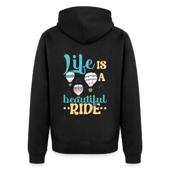 La vie est un beau tour de montgolfière - Veste à capuche bio Premium Unisexe - noir - Dos - Nico (187cm)