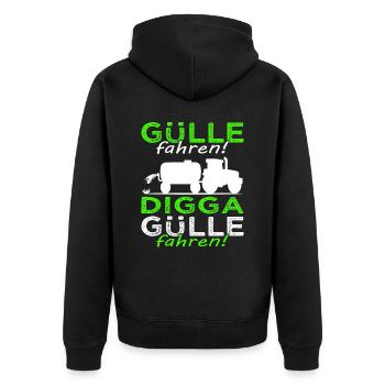 Gülle fahren Digga Gülle fahren - Landwirt Sprüche - Unisex Premium Bio Zip Hoodie - Schwarz - Hinten - Nico (187cm)