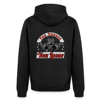 Rennfahrer Rennwagen Tuning Rennsport Motorsport - Unisex Premium Bio Zip Hoodie - Schwarz - Hinten - Nico (187cm)