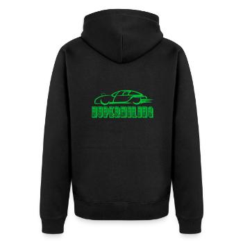 Hypermiling - Unisex Premium Bio Zip Hoodie - Schwarz - Hinten - Nico (187cm)