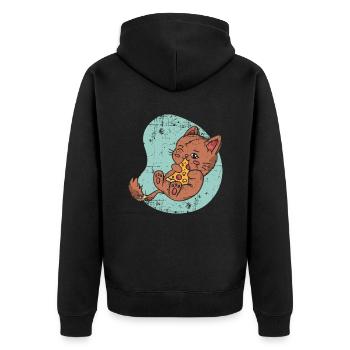 Pizza Cat Pizza Lover Italian Food Ki - Unisex Premium Organic Zip Hoodie - black - Back - Nico (187cm)