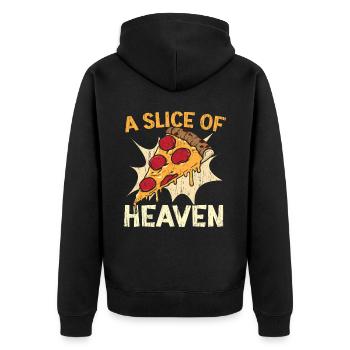 A Slice of Heaven Pizza Lovers Italian - Unisex Premium Organic Zip Hoodie - black - Back - Nico (187cm)