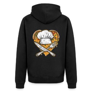 Pizza-Koch Pizza-Liebhaber Italienisches Essen Piz - Unisex Premium Bio Zip Hoodie - Schwarz - Hinten - Nico (187cm)