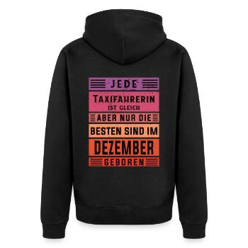 Taxi-Fahrer Geburtstag Dezember geboren - Unisex Premium Bio Zip Hoodie - Schwarz - Hinten - Nico (187cm)