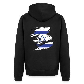 Israel - Unisex Premium Bio Zip Hoodie - Schwarz - Hinten - Nico (187cm)