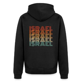 Israel - Unisex Premium Bio Zip Hoodie - Schwarz - Hinten - Nico (187cm)