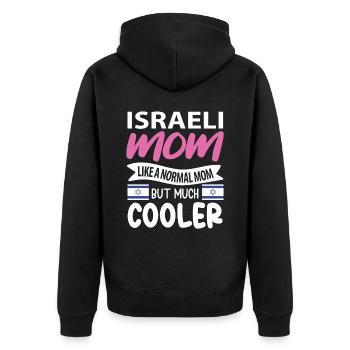 Israel - Unisex Premium Organic Zip Hoodie - black - Back - Nico (187cm)