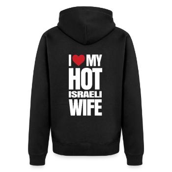 Israel - Unisex Premium Bio Zip Hoodie - Schwarz - Hinten - Nico (187cm)