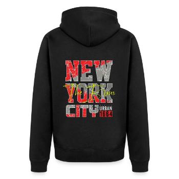 New York The Bronx USA America - Unisex Premium Organic Zip Hoodie - black - Back - Nico (187cm)