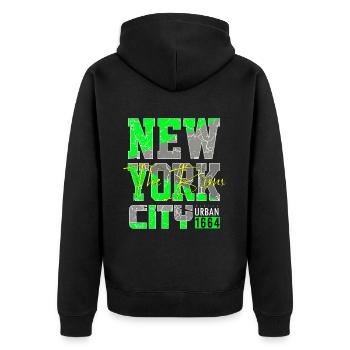 New York The Bronx USA America - Unisex Premium Organic Zip Hoodie - black - Back - Nico (187cm)