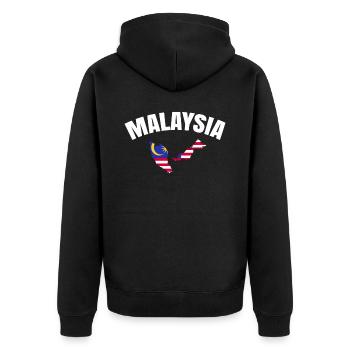 Malaysia - Unisex Premium Organic Zip Hoodie - black - Back - Nico (187cm)
