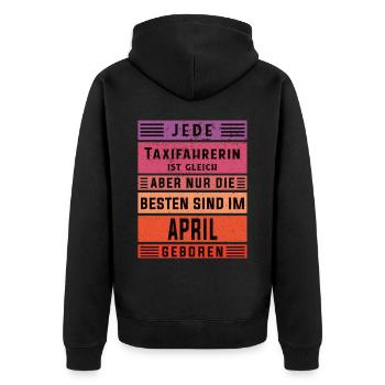 Taxi-Fahrer Geburtstag April geboren Taxifahrerin - Unisex Premium Bio Zip Hoodie - Schwarz - Hinten - Nico (187cm)