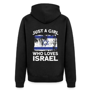 Israel - Unisex Premium Bio Zip Hoodie - Schwarz - Hinten - Nico (187cm)