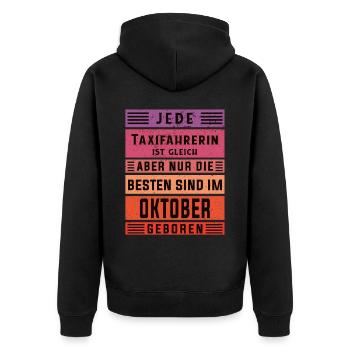 Taxi-Fahrer Geburtstag Oktober geboren - Unisex Premium Bio Zip Hoodie - Schwarz - Hinten - Nico (187cm)