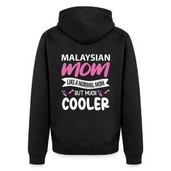 Malaysia - Unisex Premium Organic Zip Hoodie - black - Back - Nico (187cm)