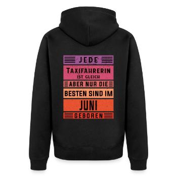 Taxi-Fahrer Geburtstag Juni geboren Taxifahrerin - Unisex Premium Bio Zip Hoodie - Schwarz - Hinten - Nico (187cm)