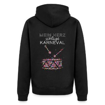 Trommel Trommler Karneval Köln Konfetti Kölle - Unisex Premium Bio Zip Hoodie - Schwarz - Hinten - Nico (187cm)