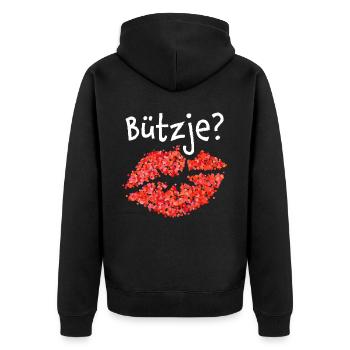 Kölsch Bützje Kölner Kölnerin Köln Karnevalfan - Unisex Premium Bio Zip Hoodie - Schwarz - Hinten - Nico (187cm)