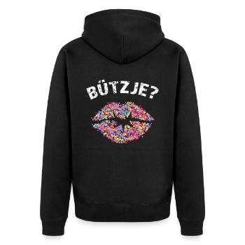 Kölsch Bützje Kölner Kölnerin Köln Karneval - Unisex Premium Bio Zip Hoodie - Schwarz - Hinten - Nico (187cm)