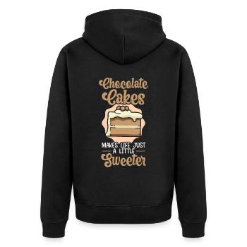 Chocolate Cakes Makes Life Just A Little Sweeter - Unisex Premium Organic Zip Hoodie - black - Back - Nico (187cm)
