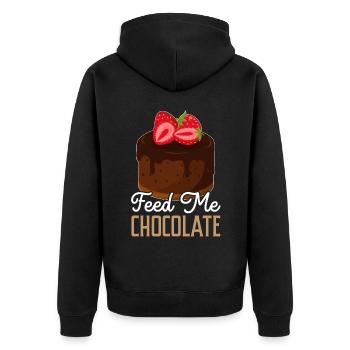 Feed Me Chocolate Cake Flavor Baker Foodie Choco - Unisex Premium Organic Zip Hoodie - black - Back - Nico (187cm)