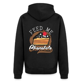 Feed Me Chocolate Cake Flavor Baker Foodie Choco - Unisex Premium Organic Zip Hoodie - black - Back - Nico (187cm)