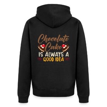 Schokolade ist immer eine gute Idee Schokoladenessen - Unisex Premium Bio Zip Hoodie - Schwarz - Hinten - Nico (187cm)