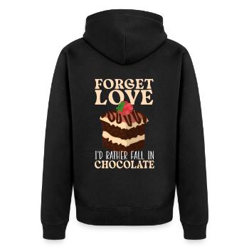 Oubliez l’amour, je préfère échouer dans le gâteau au chocolat - Veste à capuche bio Premium Unisexe - noir - Dos - Nico (187cm)