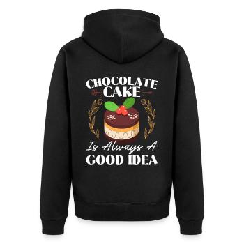 Schokolade ist immer eine gute Idee Schokoladenessen - Unisex Premium Bio Zip Hoodie - Schwarz - Hinten - Nico (187cm)