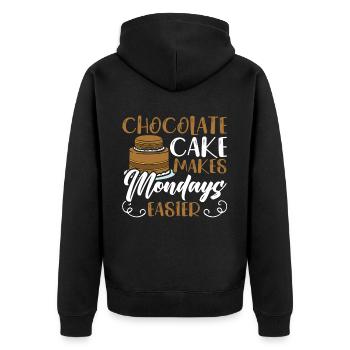 Chocolate Cake Makes Mondays Easier Choco Food - Unisex Premium Organic Zip Hoodie - black - Back - Nico (187cm)