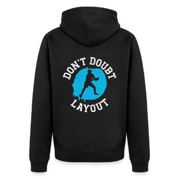Zweifeln Sie nicht an Layout Ultimate Frisbee Flying Disc - Unisex Premium Bio Zip Hoodie - Schwarz - Hinten - Nico (187cm)