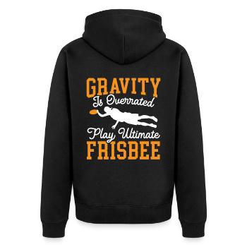Gravity ist übertrieben spielen Ultimate Frisbee Player - Unisex Premium Bio Zip Hoodie - Schwarz - Hinten - Nico (187cm)