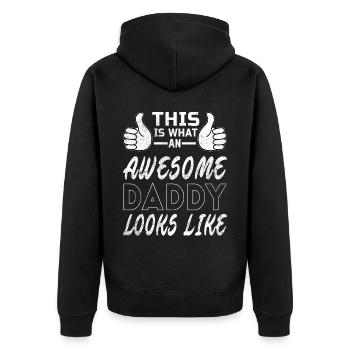 So Sieht Ein Toller Daddy Aus Stolze Männer - Unisex Premium Bio Zip Hoodie - Schwarz - Hinten - Nico (187cm)