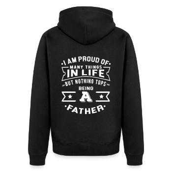 Ich Bin Stolz Auf Viele Dinge Im Leben Aber EInes - Unisex Premium Bio Zip Hoodie - Schwarz - Hinten - Nico (187cm)