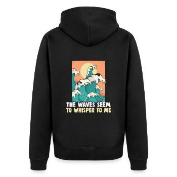 Strandurlaub am Meer Design Strandmotiv - Unisex Premium Bio Zip Hoodie - Schwarz - Hinten - Nico (187cm)