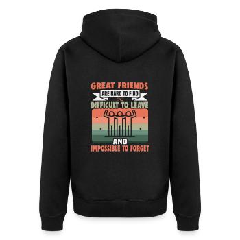 Friendship gift for good friend - Unisex Premium Organic Zip Hoodie - black - Back - Nico (187cm)