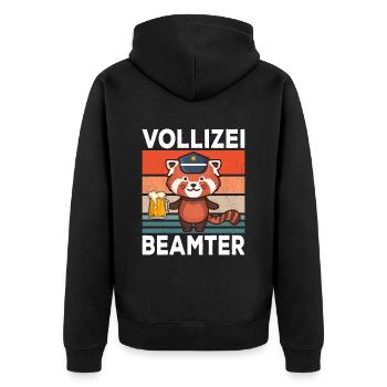 Vollizei Beamter Vatertag Bier Party Saufen Shirt - Unisex Premium Bio Zip Hoodie - Schwarz - Hinten - Nico (187cm)