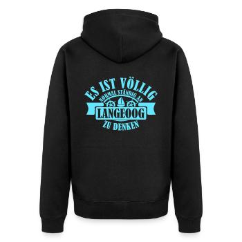 Langeoog Spruch - Unisex Premium Bio Zip Hoodie - Schwarz - Hinten - Nico (187cm)