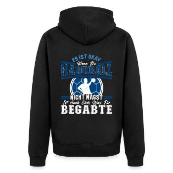 Handball Sport Handballspieler Handballer - Unisex Premium Bio Zip Hoodie - Schwarz - Hinten - Nico (187cm)