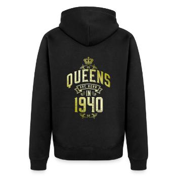 Queens born in 1940 - Unisex Premium Organic Zip Hoodie - black - Back - Nico (187cm)