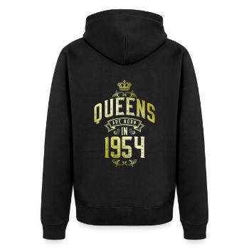 Queens born in 1954 - Unisex Premium Organic Zip Hoodie - black - Back - Nico (187cm)