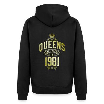 Queens nés en 1981 - Veste à capuche bio Premium Unisexe - noir - Dos - Nico (187cm)