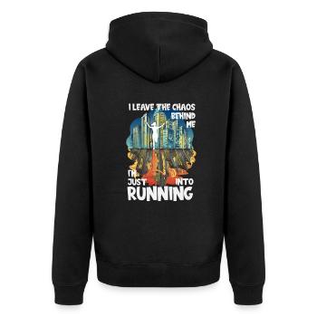 Marathon du Chaos, Trail Running - Veste à capuche bio Premium Unisexe - noir - Dos - Nico (187cm)