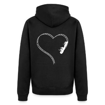 Roller Coaster Heart - Unisex Premium Bio Zip Hoodie - Schwarz - Hinten - Nico (187cm)