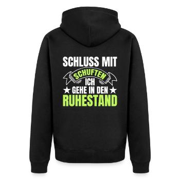 Rentner Schluss mit schuften Rente - Unisex Premium Bio Zip Hoodie - Schwarz - Hinten - Nico (187cm)